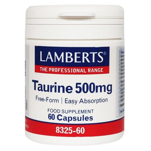 Lamberts Taurine 500mg Συμπλήρωμα Διατροφής για τη Φυσιολογική Λειτουργία του Εγκεφάλου και της Καρδιάς 60caps